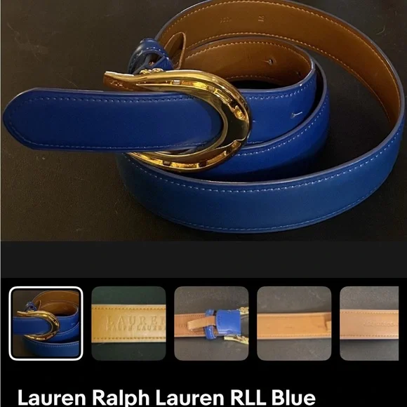 Lauren Ralph Lauren Blue and Gold Belt Classic Design - Picture 1 of 4